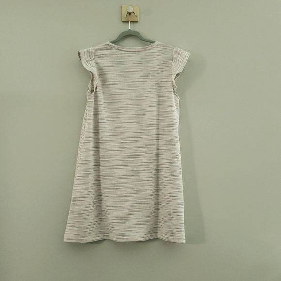 Loft Mini Sundress Large White Multicolor Stripes Shift Flutter Cap Sleeve Beach - Picture 6 of 11